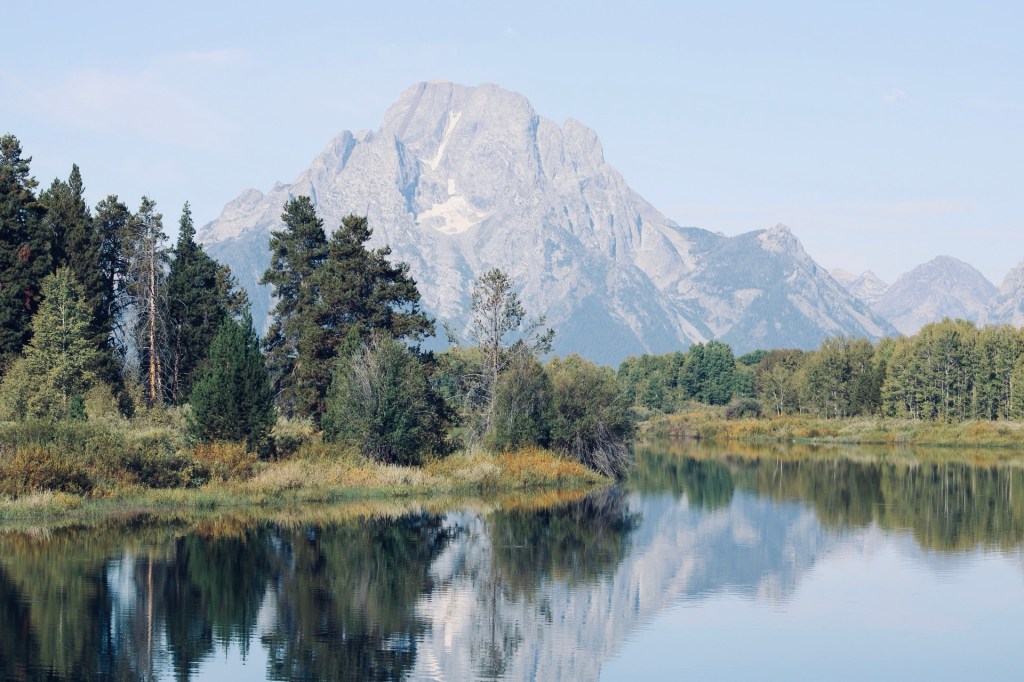 View of Mount Moran over the Oxbow Bend, Grand Teton